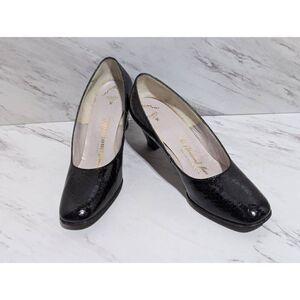 Mademoiselle Women's Black Leather Cobra Print For Hudson's Pump Heels Size 6